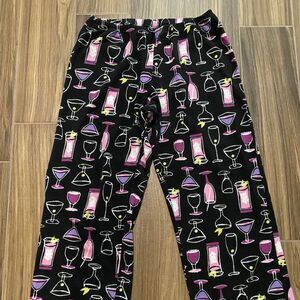 Women's June & Daisy Black Pink Purple Wine Champagne Pajama Lounge Pants Medium